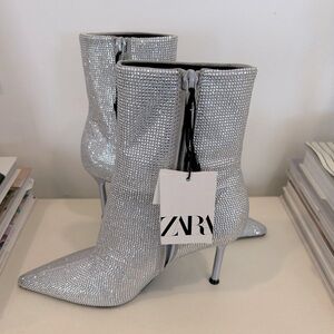 Zara Silver Ankle Boots